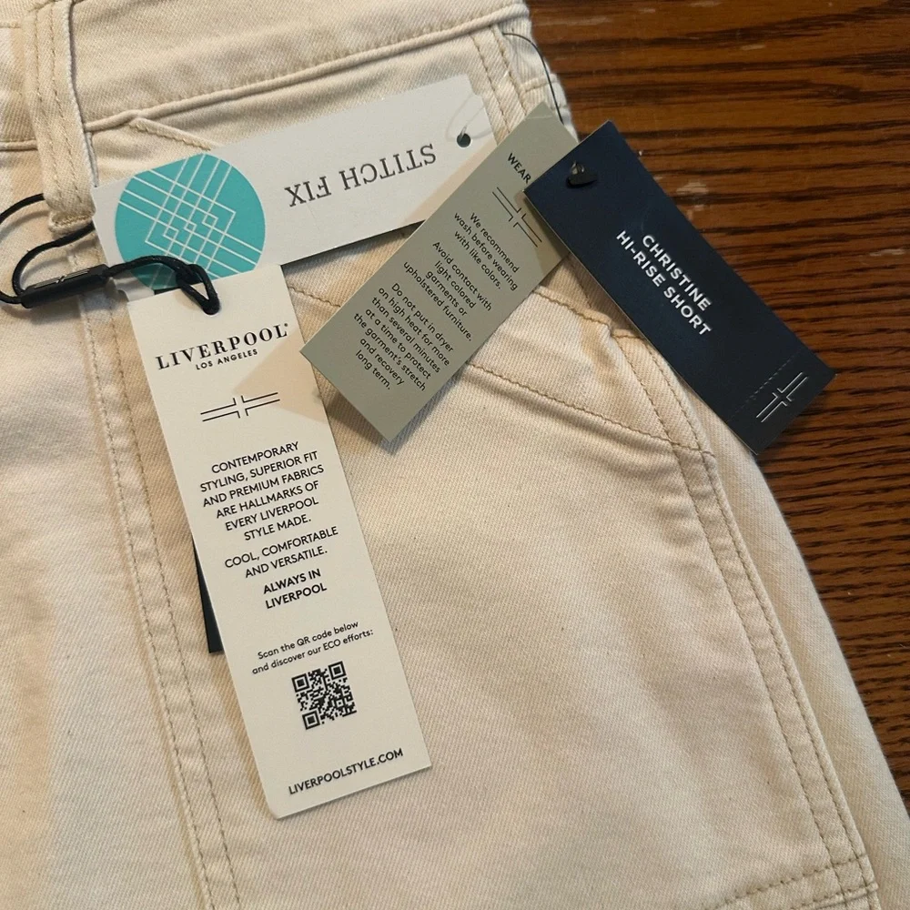 Liverpool Cream High Waist Tailored Shorts - Picture 9 of 14